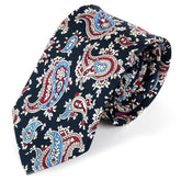 Navy Blue Palmas Paisley Silk Tie 7cm